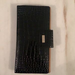 Kate Spade Patent Alligator Leather Clutch - Black